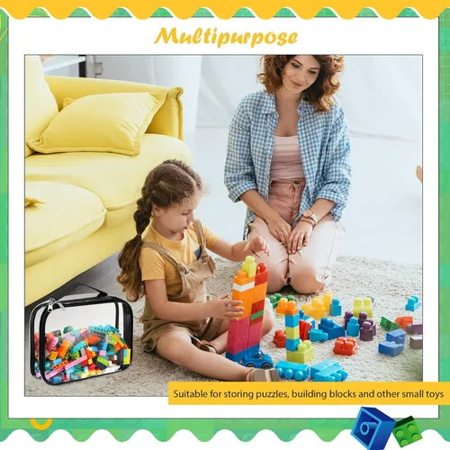 Vista 3 de Sanwuta Paquete de 3 bolsas de almacenamiento de juguetes con cremallera, de PVC transparente, impermeables, organizadoras, bolsas de juguetes