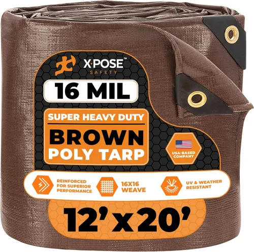 Vista 38 de Xpose Safety - Lona protectora de polietileno de 4 x 20 pies, 16 mil o 0.4mm de grosor, resistente y reforzada para evitar desgarros, resistente a