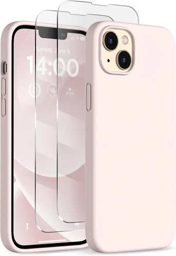 Vista 13 de Funda de silicona diseñada para iPhone 14 Plus, con 2 protectores de pantalla, funda protectora de cuerpo completo a prueba de golpes, funda delgada