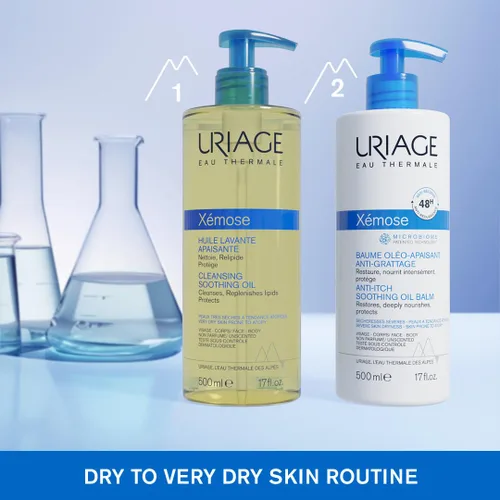 Vista 4 de Uriage Xémose Face & Body Wash For Very Dry Skin, Soothes For Long-Lasting Comfort, Mild Foaming Nourishing Gel-In-Oil, Fragrance & Soap-Free