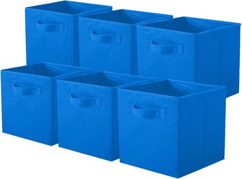 Vista 43 de PowerKing Cubos de almacenamiento plegables con asas, contenedores plegables de tela para estantes de armario, contenedores de almacenamiento