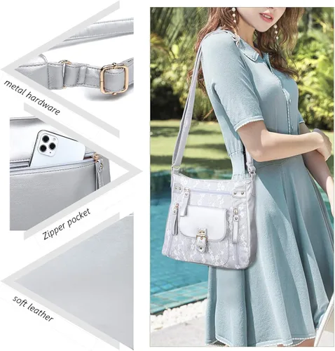 Vista 6 de Angel Kiss Bolsos cruzados bolsos de hombro y bolsos para mujer con múltiples bolsillos para uso diario suaves tamaño mediano