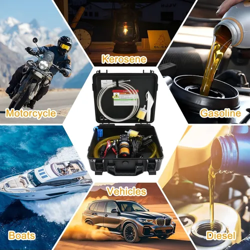 Vista 7 de Juego de bomba de transferencia de combustible de 12V 75W, bomba de transferencia de gasolina que mueve hasta 110 galones de gasolina o diésel por
