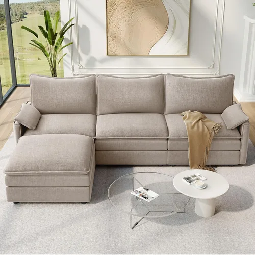 Vista 25 de Vesgantti Sofá modular de 108 pulgadas, cómodo sofá de nube con asiento profundo otomano movible, sofá modular en forma de L, sofás seccionales