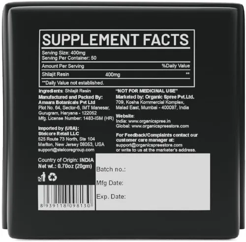Vista 2 de ORGANIC SPREE Resina Shilajit de 0.70 onzas (0.70 onzas) de resina con más de 85 oligominerales, 75% más de ácido fúlvico, apoya la energía
