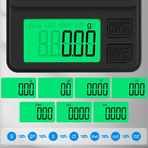 Vista 4 de Báscula de bolsillo digital 1000g x 0.01g, Diyife báscula de gramo portátil de precisión para joyería con cubierta protectora, apagado automático