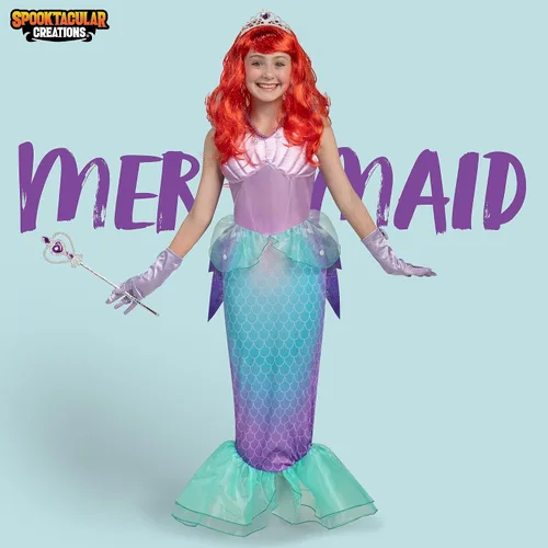 Vista 2 de Spooktacular Creations Girls Mermaid Costume, Ariel Costume for Girls Halloween Dress up and Costume parties
