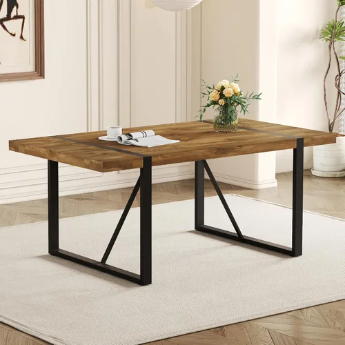Vista 34 de Mesa de Comedor para 4-6, Mesa de Cocina de 55'', Mesas de Cocina y Comedor, Mesa de Comedor de Madera MDF con Patas de Metal para Sala de Estar