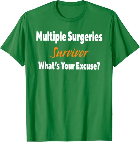 Vista 51 de Camiseta de regalo de cirugía múltiple para sobrevivientes de cirugía ¿Cuál es tu excusa?, Negro