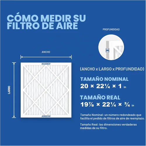 Vista 2 de Aerostar Multi - Filtro de aire de 1 pulgada para aire acondicionado y horno, Blanco