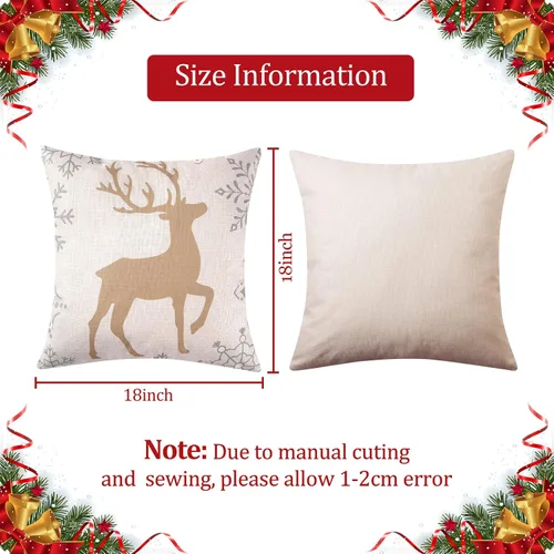 Vista 3 de CAROMIO Juego de 2 fundas de almohada navideñas de 18 x 18 pulgadas, decoración de Navidad para el hogar, interiores, para sala de estar, copos