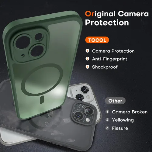 Vista 154 de TOCOL Funda para iPhone 11, compatible con Magsafe, protección completa de cámara, imanes integrados, protección contra caídas, funda translúcida