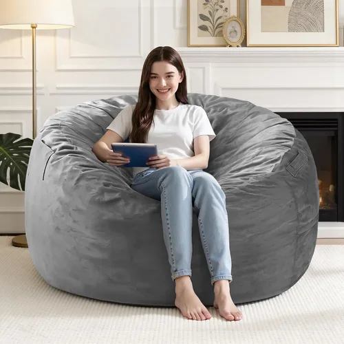 Vista 52 de Silla Puf de 2 Pies con Funda de Terciopelo Ultra Suave Sofá Puf con Espuma con Memoria Sillas Puf de Tamaño Grande Sofá Perezoso para Dormitorio