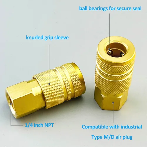 Vista 3 de Kit de acoplador y enchufe de aire de latón macizo NPT de 1/4", accesorios para compresor de aire, kit de manguera de compresor de aire, 10