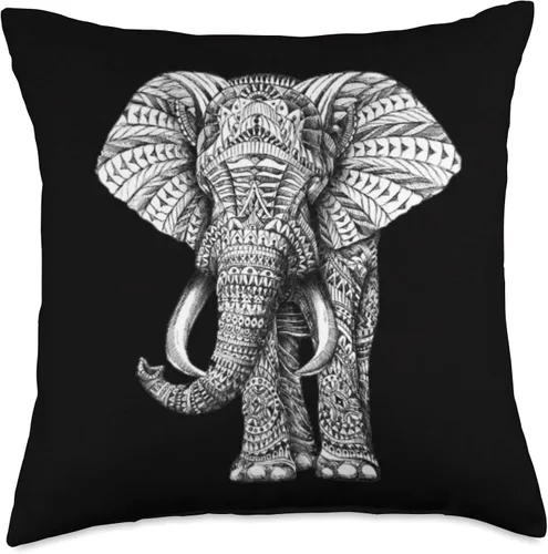 Vista 5 de Elephant DD Co - Almohada decorativa de elefante blanco y negro, 16.0 x 16.0 in, multicolor