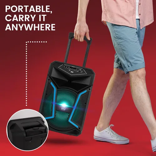 Vista 11 de Pyle - Sistema de bocinas PA portátil con Bluetooth - Altavoz Bluetooth para exteriores de 800W, sistema de bocinas PA portátil con micrófono