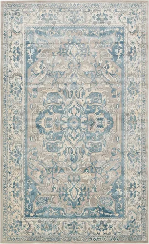 Vista 16 de Unique Loom Paris Collection - Alfombra de abedul (2 pies 7 pulgadas x 6 pies, color azul/beige)