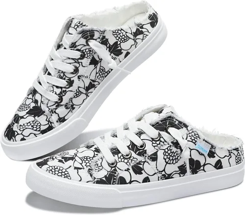 Vista 25 de Obtaom Sandalias de lona para mujer con espuma viscoelástica Clipper, tenis de moda, cómodas, fáciles de poner, sandalias sin tacón para mujer Beige