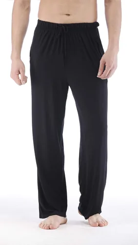 Vista 2 de GYS - Pantalones para dormir de bambú para hombre Negro