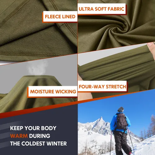 Vista 4 de Conjunto de ropa interior térmica para invierno equipo de caza deportivo capa base parte inferior peso medio