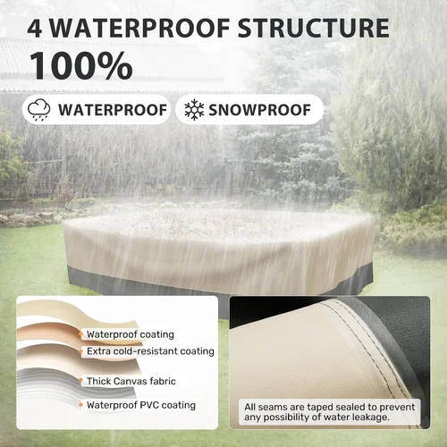 Vista 4 de Funda rectangular para mesa de comedor de patio, impermeable, resistente, 74 x 54 x 28 pulgadas, funda para muebles de patio al aire libre