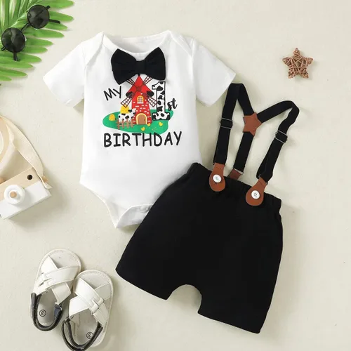 Vista 2 de Traje de primer cumpleaños de granja para bebé niño