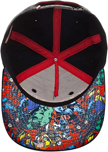 Vista 3 de Bioworld Marvel Comic Logo Sublimated Bill Snapback Gorra Gorra Negro, Negro, talla única