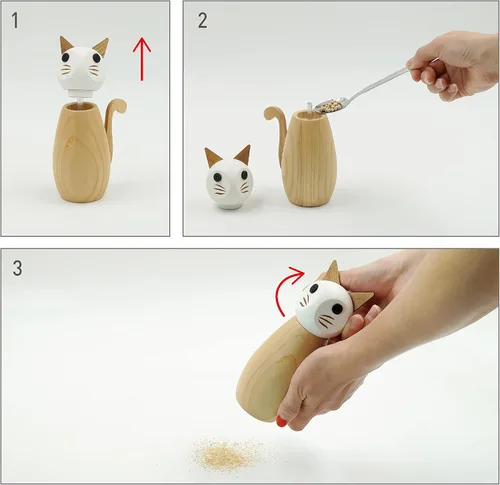 Vista 6 de Peterson Housewares Molinillo de sal o pimienta para gatos - Molinillo de especias de madera
