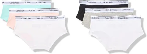 Vista 2 de Calvin Klein girls Cotton Hipster Underwear Panties, 6-pack Paquete Delta Teal
