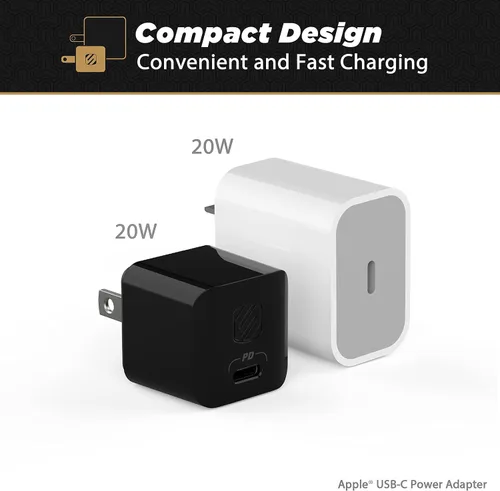 Vista 3 de Scosche HPDC20-SP Cargador rápido PowerVolt 20W Mini Cube USB-C, adaptador de pared para teléfono, carga de energía 4 veces más rápida, enchufe