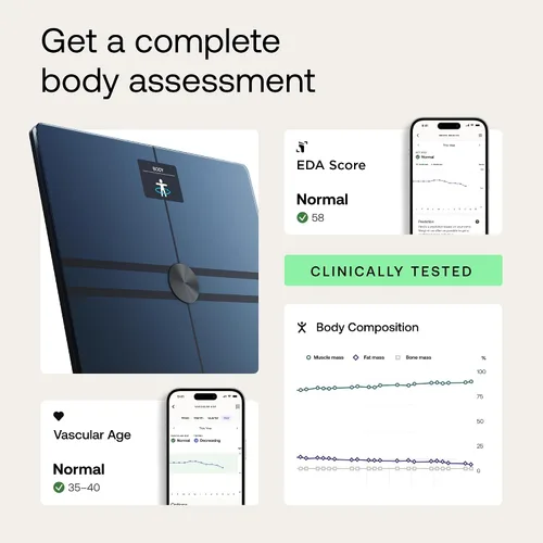 Vista 2 de WITHINGS Body Comp - Báscula para peso corporal y análisis corporal completo, Wi-Fi y Bluetooth, báscula digital con función Baby, grasa visceral