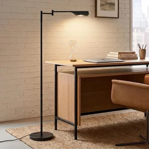 Vista 5 de Brightech Leaf Pharmacy Lámpara de lectura LED, lámpara de pie regulable con fácil rotación sobre silla o escritorio para salas de estar y oficinas
