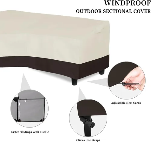 Vista 3 de Easy-Going Funda para Sofá Seccional en Forma de V para Patio, Funda Seccional Impermeable para Exteriores, Funda Resistente para Muebles de Jardín
