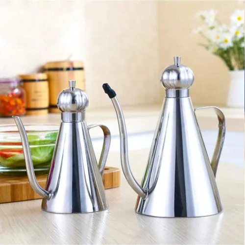 Vista 5 de ZWB - Botella dispensadora de aceite de oliva para cocina, recipiente de aceite de acero inoxidable, olla de aceite a prueba de fugas, recipiente