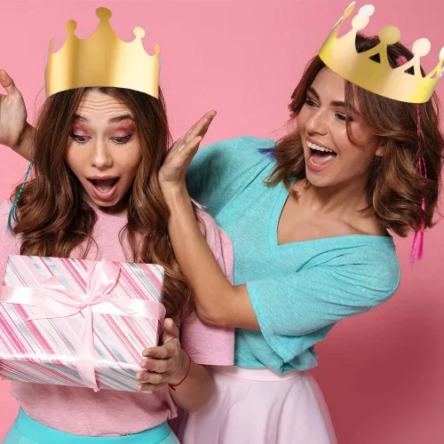 Vista 7 de SIQUK 27 piezas de corona de papel dorado para fiesta y celebración