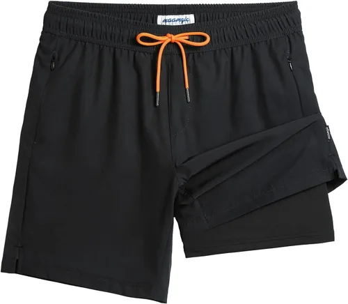 Vista 41 de maamgic Traje de Baño para Hombre 2 en 1, Pantalones Cortos de Natación de 17.8 cm para Hombre, Trajes de Baño, Pantalones Cortos de Tabla