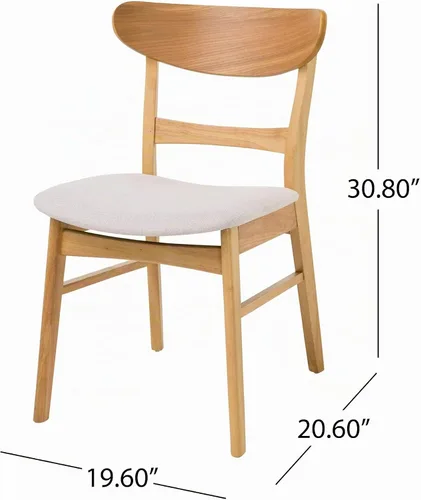 Vista 3 de Christopher Knight Home Frederica Mid-Century - Sillas de comedor modernas (juego de 4), color beige claro y roble natural
