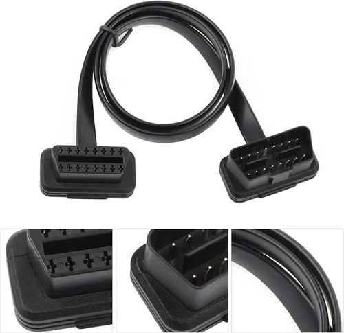 Vista 8 de Adaptador de cable OBD2, cable de extensión OBD2, cable de diagnóstico plano OBD2, cable de diagnóstico plano de 16 pines macho a hembra, adaptador