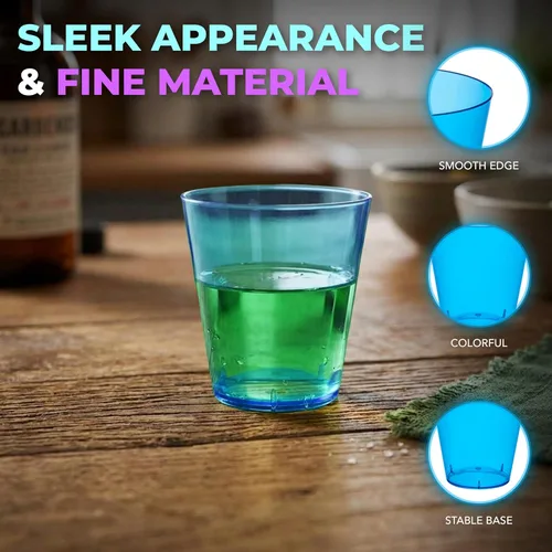Vista 3 de Party Essentials Vasos de disparo de plástico duro de 2 onzas, azul neón, 50
