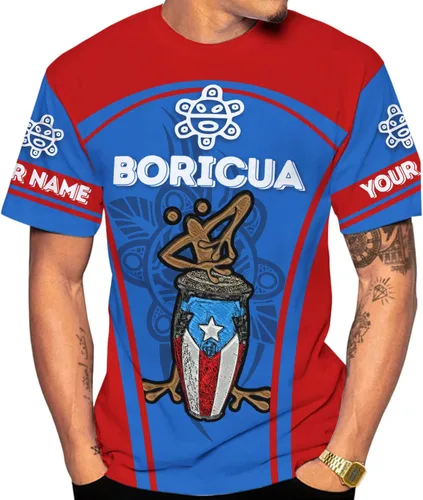 Vista 4 de AOVL - Camisetas con nombre personalizado de Puerto Rico en 3D, camiseta de bandera de Puerto Rico para hombres y mujeres, S-5XL con bandera