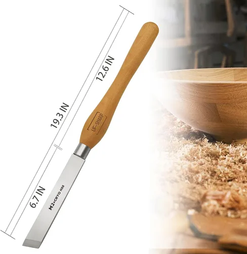 Vista 2 de Cincel sesgado de 1 pulgada, herramientas de torneado de madera de acero de alta velocidad M2 Cryo con mango de madera de haya