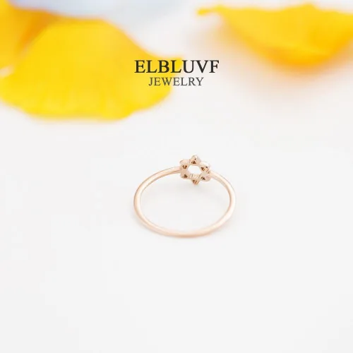 Vista 8 de ELBLUVF - Anillo de acero inoxidable chapado en oro rosa de 14 quilates con estrella de David judío estrella, diseño de estrella