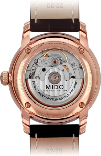 Vista 3 de Mido MIDO-M86002218 Baroncelli Reloj suizo automático marrón con pantalla analógica para hombre, plateado