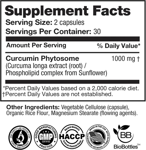 Vista 9 de FeelGood Superfoods - Cápsulas de curcumina de cúrcuma - Ultra alta absorción - 60ct - 1000mg por porción