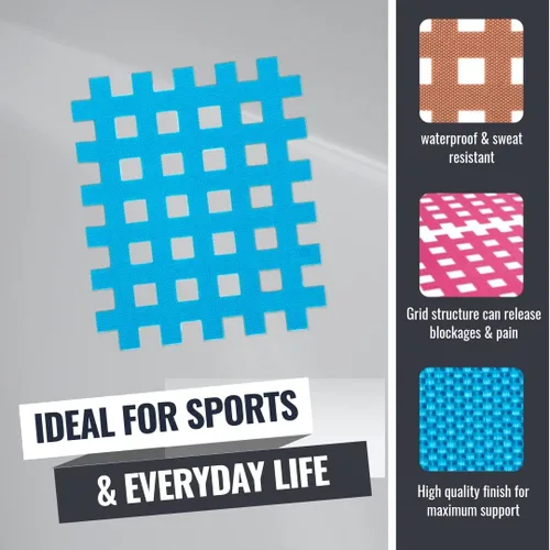 Vista 5 de Rehband Crosstape 102 unidades, cinta de celosía cruzada en diferentes colores y tamaños, parches de acupuntura para deportes y vida cotidiana