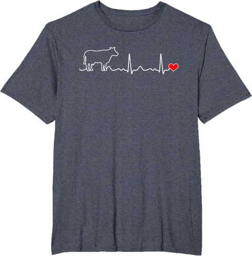 Vista 75 de Camiseta de paciente con corazón I Love My Cow Valve EKG Heartbeat Heart Pacient, Negro, S
