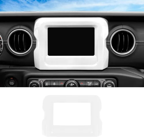 Vista 17 de CheroCar Marco de panel de pantalla GPS de navegación, accesorios interiores compatibles con Jeep Wrangler JL JLU y Gladiator JT 2018-2022, azul..