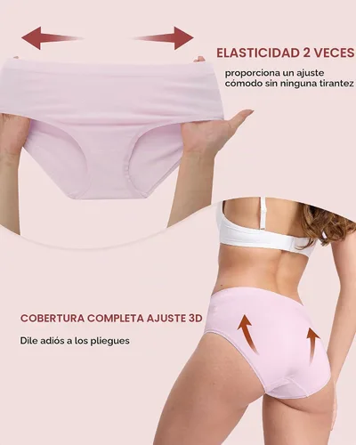 Vista 4 de BAMBOO COOL Ropa interior de mujer de cintura alta bragas sin costuras para Multicolor-5pack-cintura alta-b