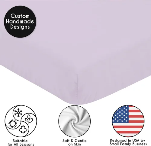 Vista 5 de Sweet Jojo Designs Sábanas ajustables para cuna de bebé (morado sólido) para niñas, guardería infantil, habitación de niños pequeños
