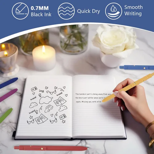 Vista 3 de FIOVER 12 unidades de bolígrafos de gel, bolígrafo de escritura suave de punta media de 0.7 mm, tinta de gel negra para diario, suministros